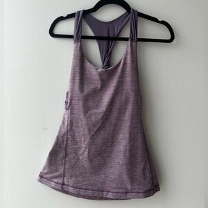 Lululemon Spin Me Tank Top Purple Twist Back Built in Bra Hook Closure Size 6